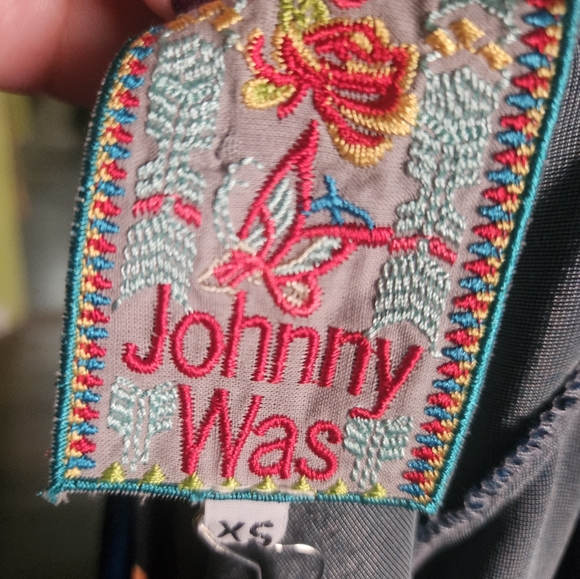 Johnny Was Karmen Blue Floral Velvet Tunic Top Blouse - Picture 3 of 4